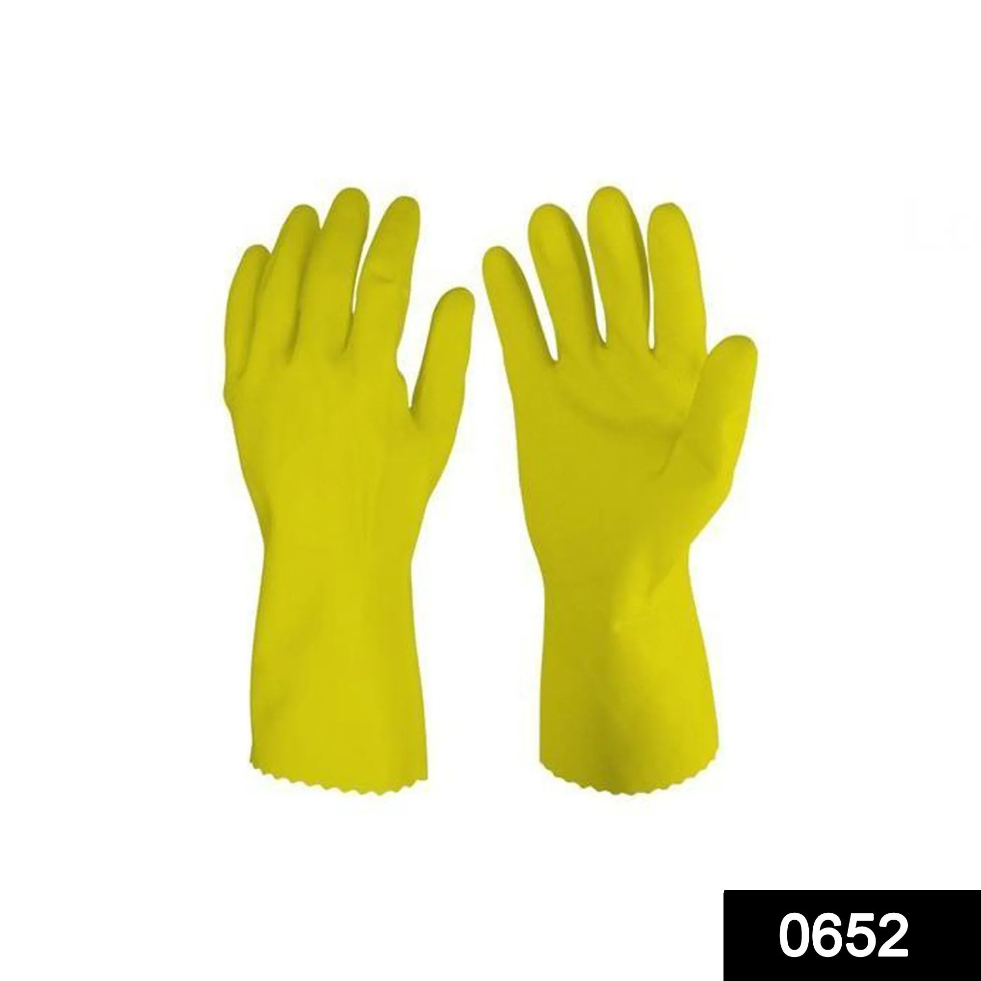 0652 - Cut Glove Reusable Rubber Hand Gloves (Yellow) - 1 pc