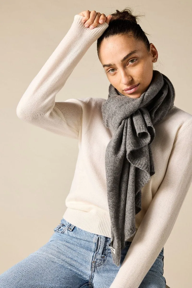 100% Cashmere Scarf in Charcoal Marle Grey