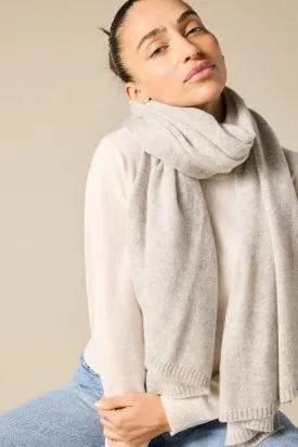 100% Cashmere Scarf in Pale Marle Grey