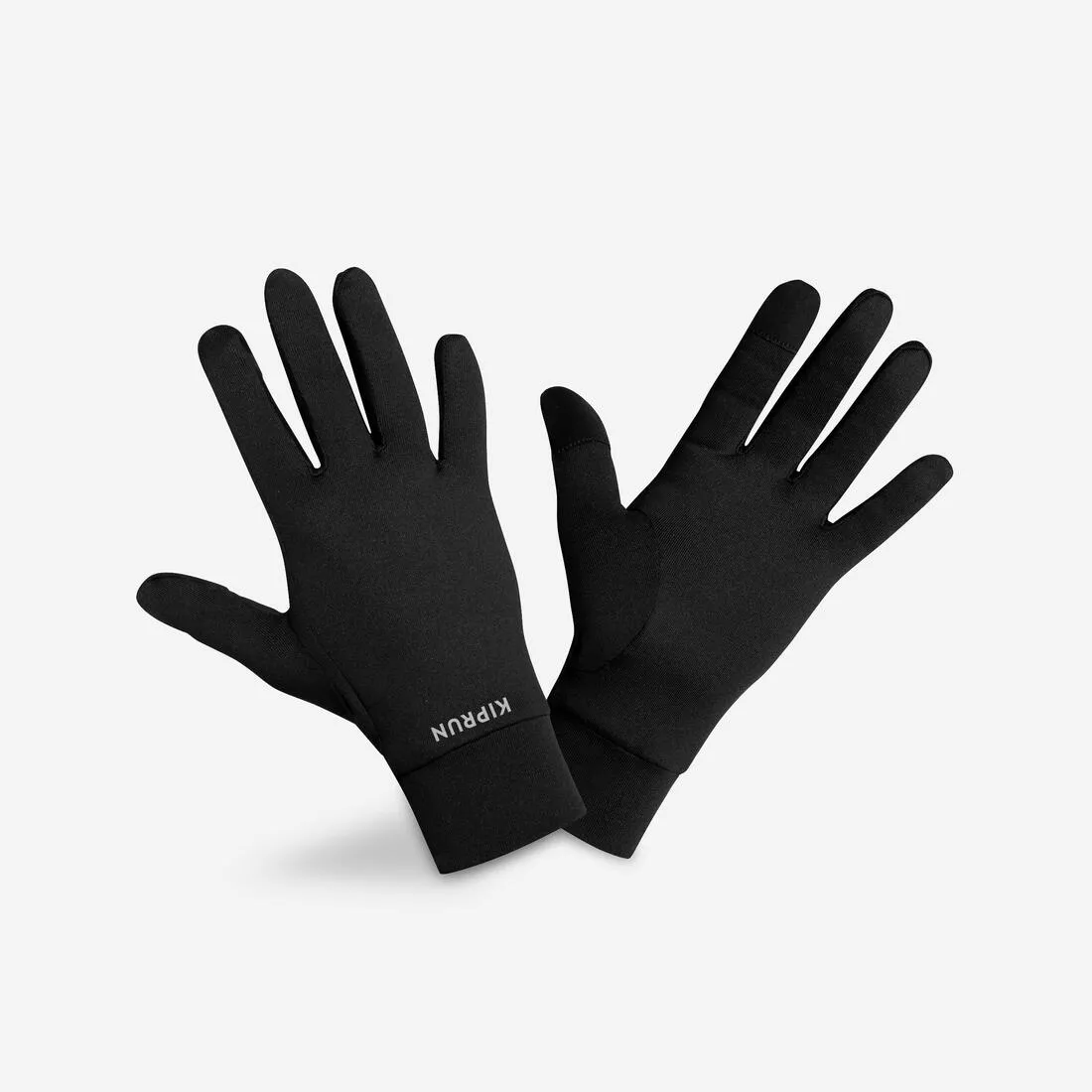 Adult Tactile Running Gloves-Kiprun Warm 100 v2-Black