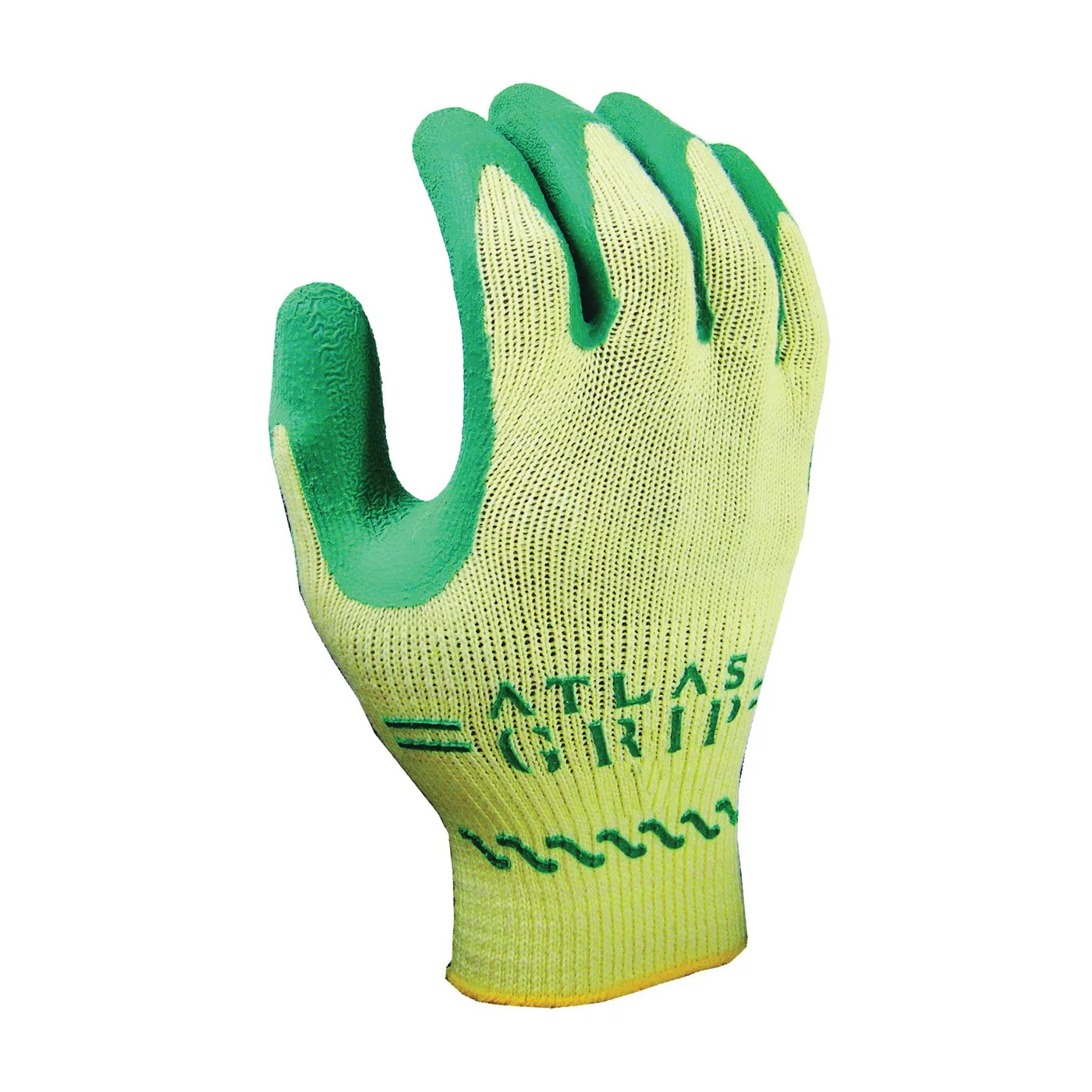 ATLAS 310GXS-06.RT Ergonomic Protective Gloves, XS, Knit Wrist Cuff, Green/Yellow