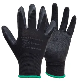 Black High Quality Latex Coated Grip and Grab Safety Work Glove