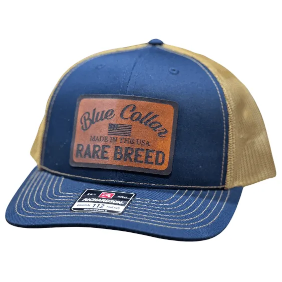 Blue Collar Rare Breed Custom Patch Hat Patch Leather or Leatherette both Laser Engraved