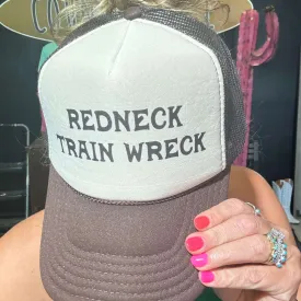 Brown & Tan Redneck Train Wreck Trucker Hat