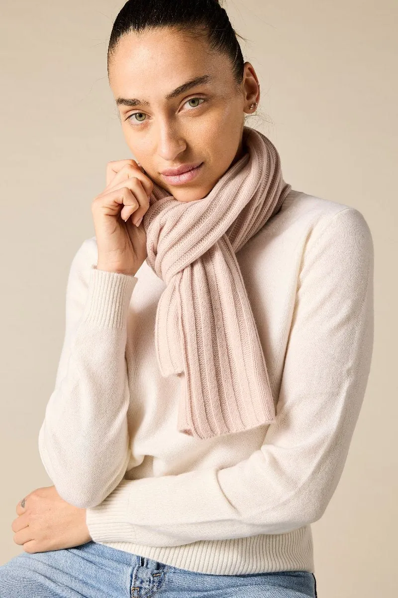 Cashmere Alex Rib Scarf in Bisque