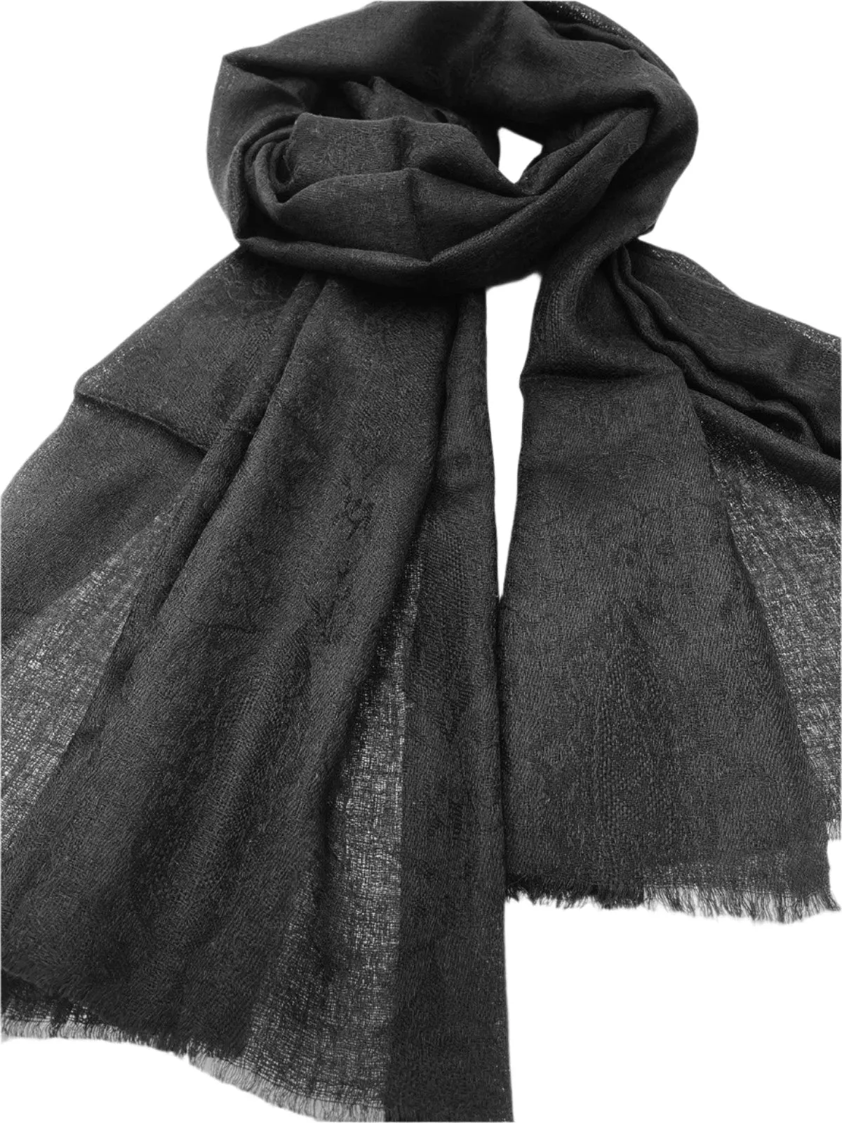 Cashmere Scarf - Self Design Black