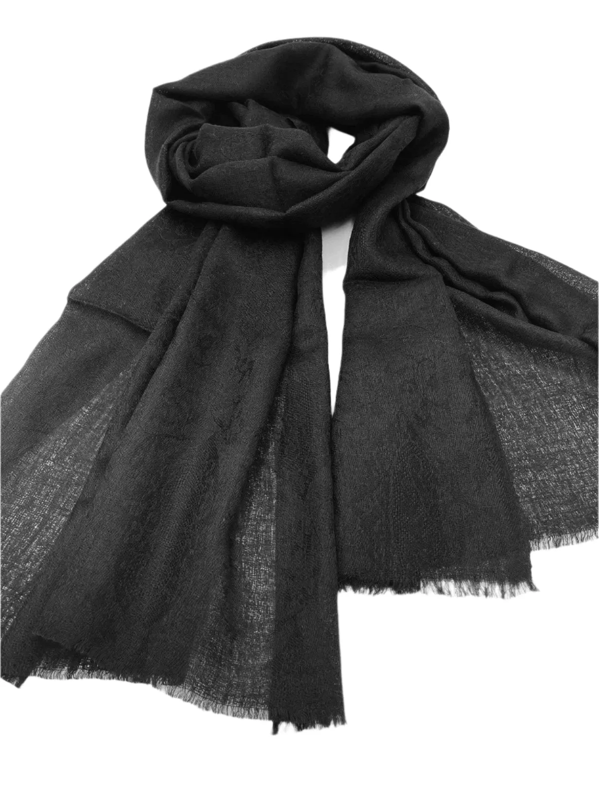 Cashmere Scarf - Self Design Black