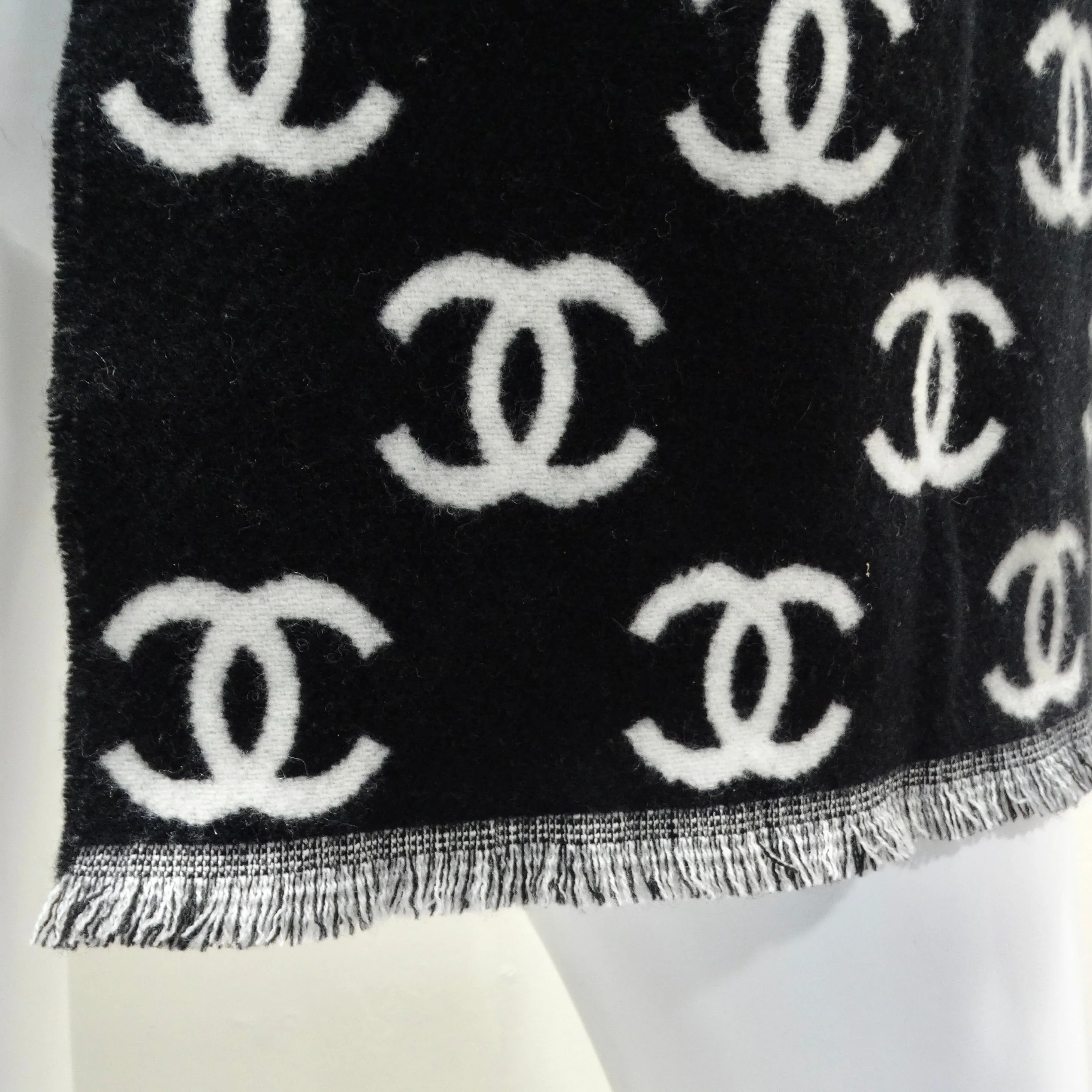 Chanel Cashmere Wool CC Two Tone Scarf