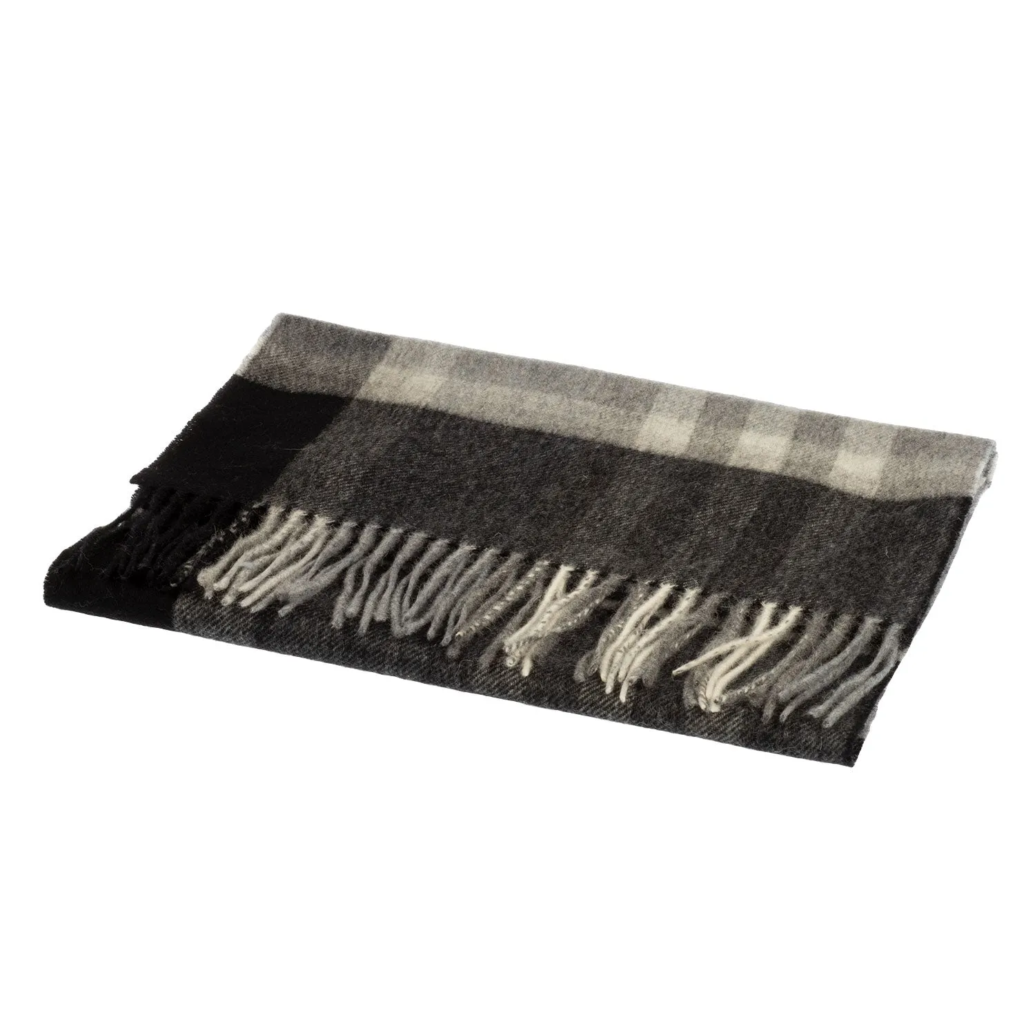 Chequer Tartan 90/10 Cashmere Scarf Bar  Black