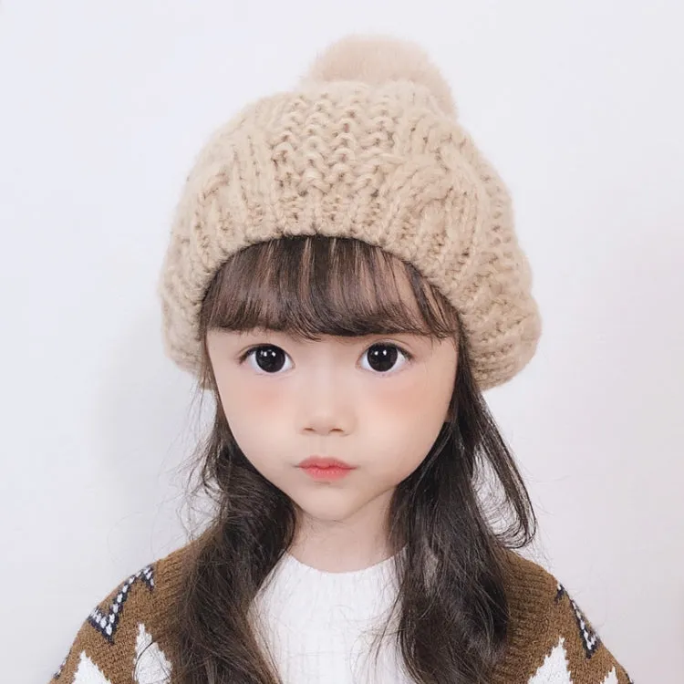 Children's Hemp Knitted Beret - Cozy Wool Hat for Autumn & Winter