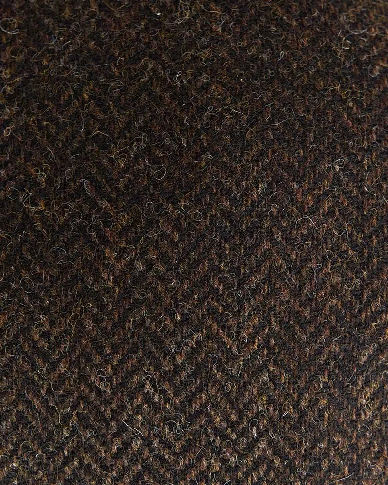 Chocolate Herringbone Wool Flat Cap