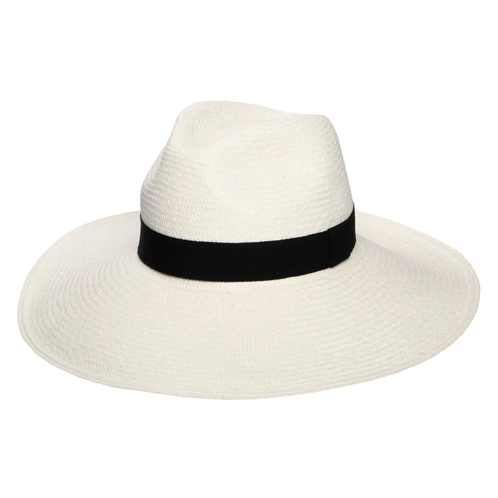 Christys Hats Jessica Wide Brim Panama Hat with Black Band - Bleach