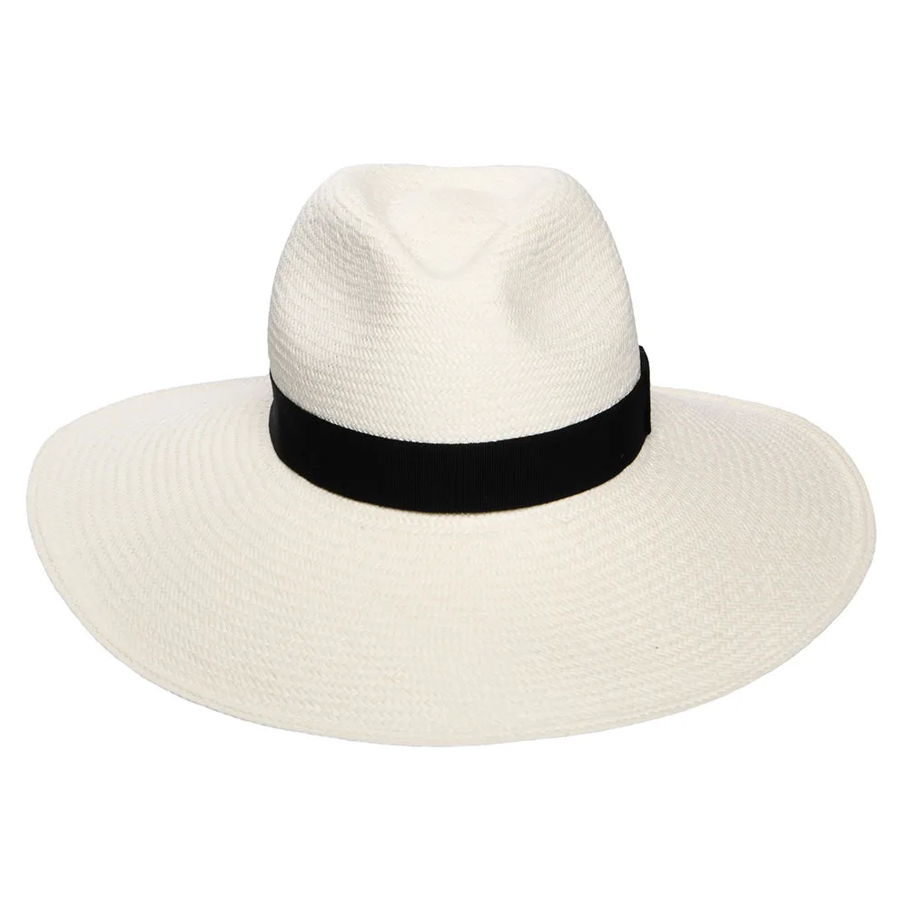 Christys Hats Jessica Wide Brim Panama Hat with Black Band - Bleach