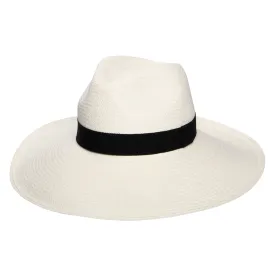 Christys Hats Jessica Wide Brim Panama Hat with Black Band - Bleach