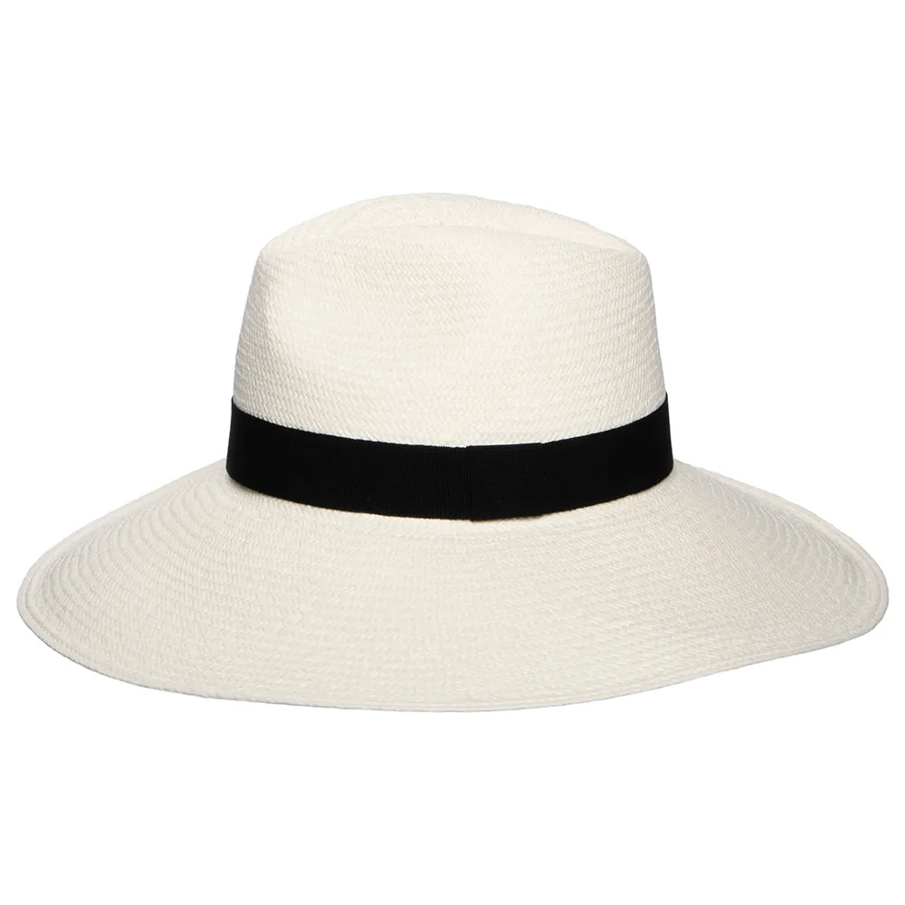 Christys Hats Jessica Wide Brim Panama Hat with Black Band - Bleach