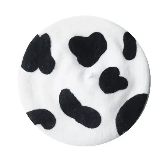 Classic Cow Print Wool Berets for Women and Kid