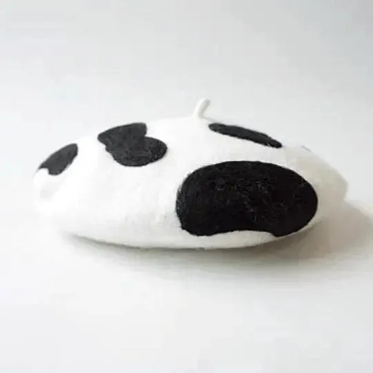 Classic Cow Print Wool Berets for Women and Kid