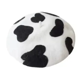 Classic Cow Print Wool Berets for Women and Kid