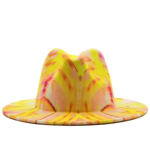 Colorful Tie Dye Wide Brim Fedora Hat