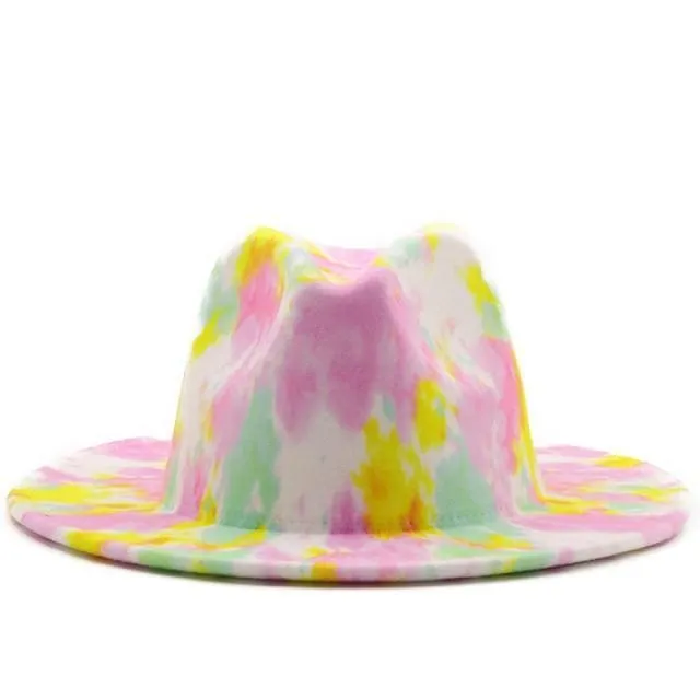 Colorful Tie Dye Wide Brim Fedora Hat