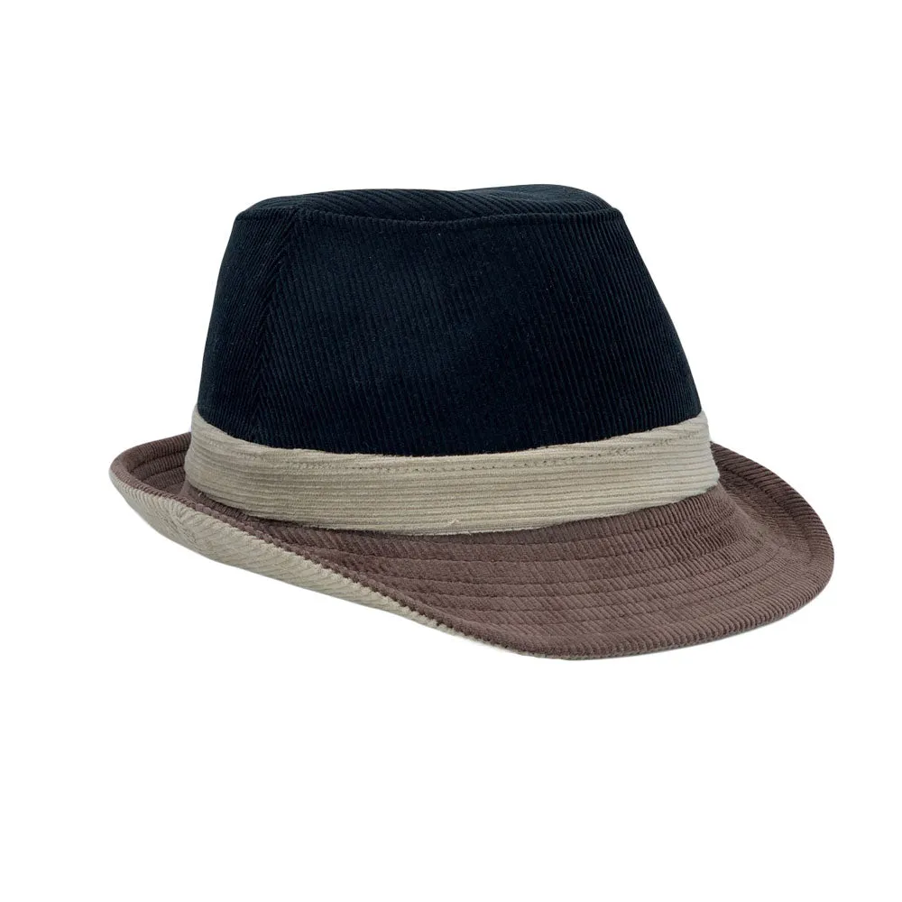 Corduroy Fedora Hat Band Trilby Soft Winter Short Brim Cap LD61542