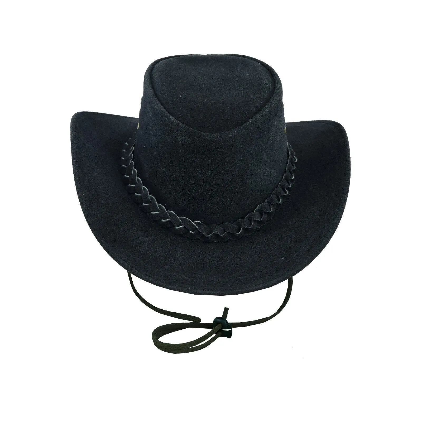 Cowboy Hat Western Aussie Style Suede Bush Leather Hat Black