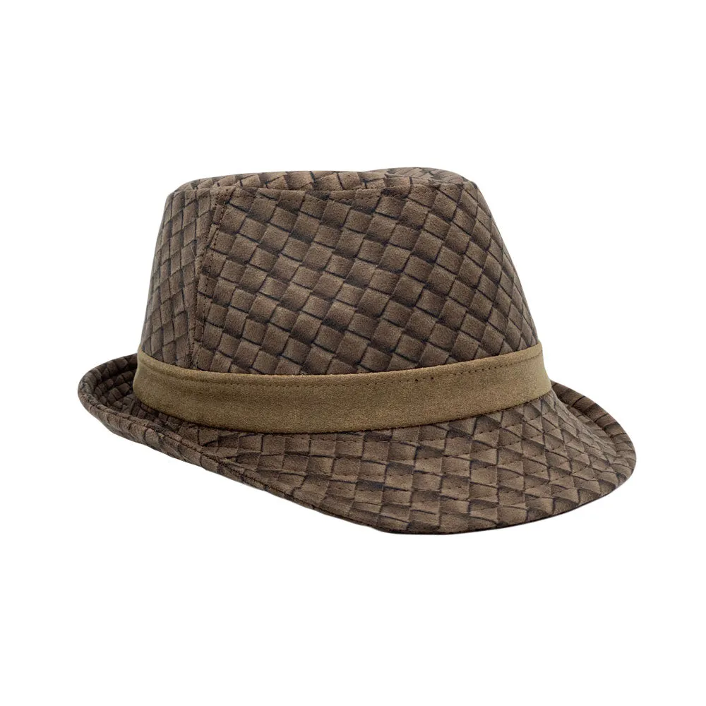 Criss-Cross Pattern Fedora Hat Classic Trilby Short Brim Cap LD61543