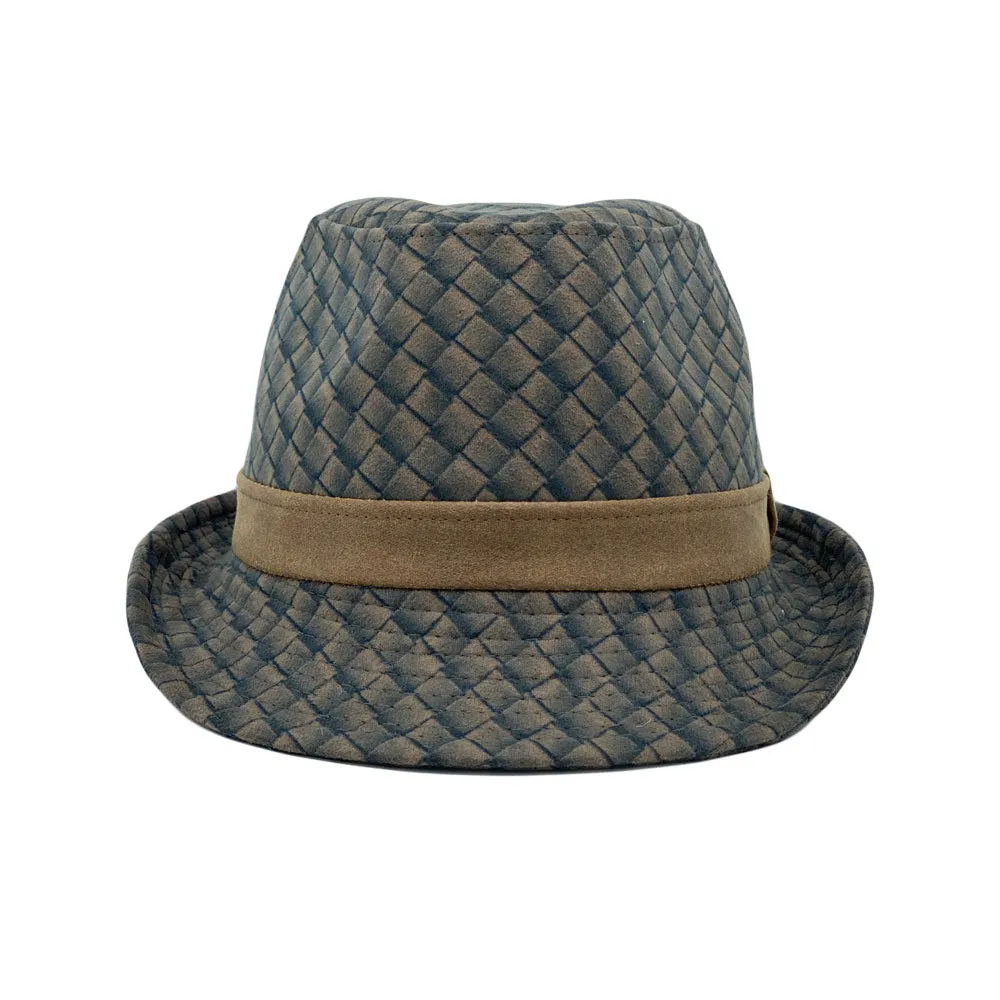 Criss-Cross Pattern Fedora Hat Classic Trilby Short Brim Cap LD61543