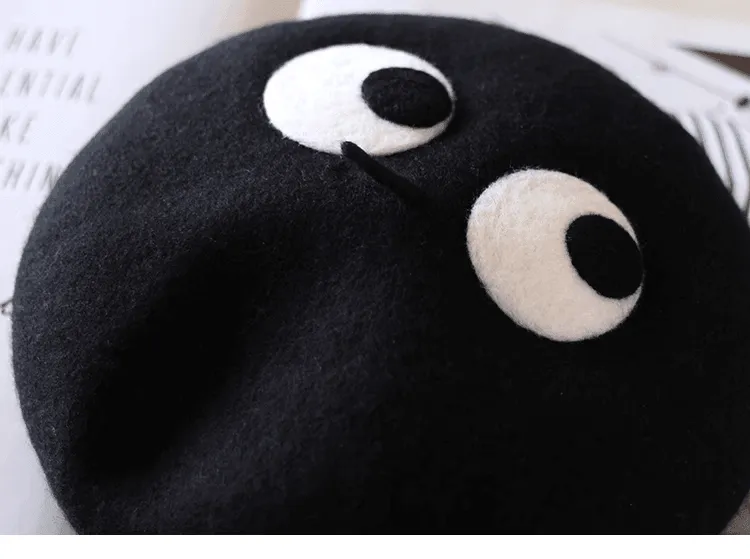 Cute Black Coal Ball Eyes Painter Hat