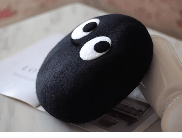 Cute Black Coal Ball Eyes Painter Hat