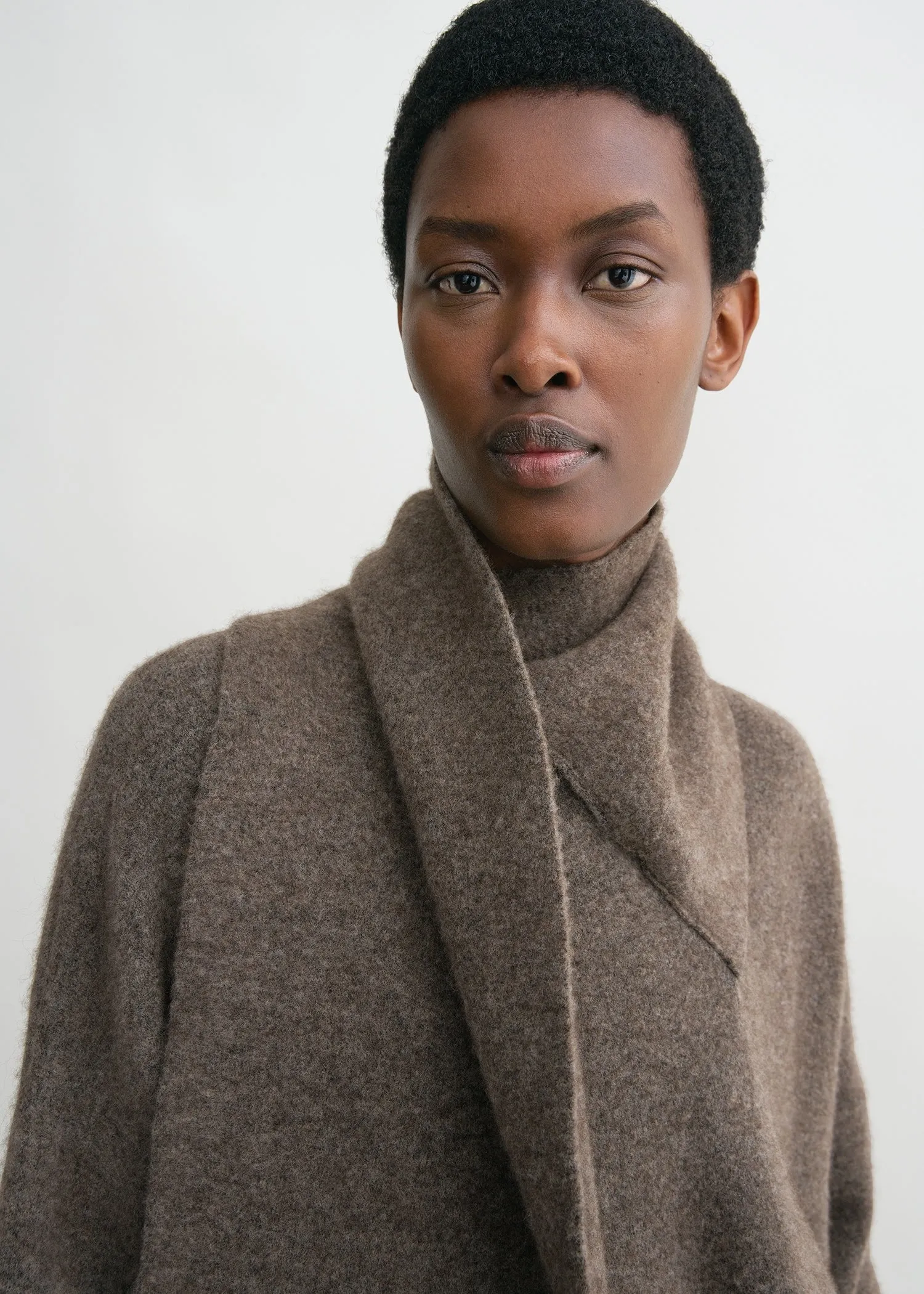 Draped-scarf knit truffle