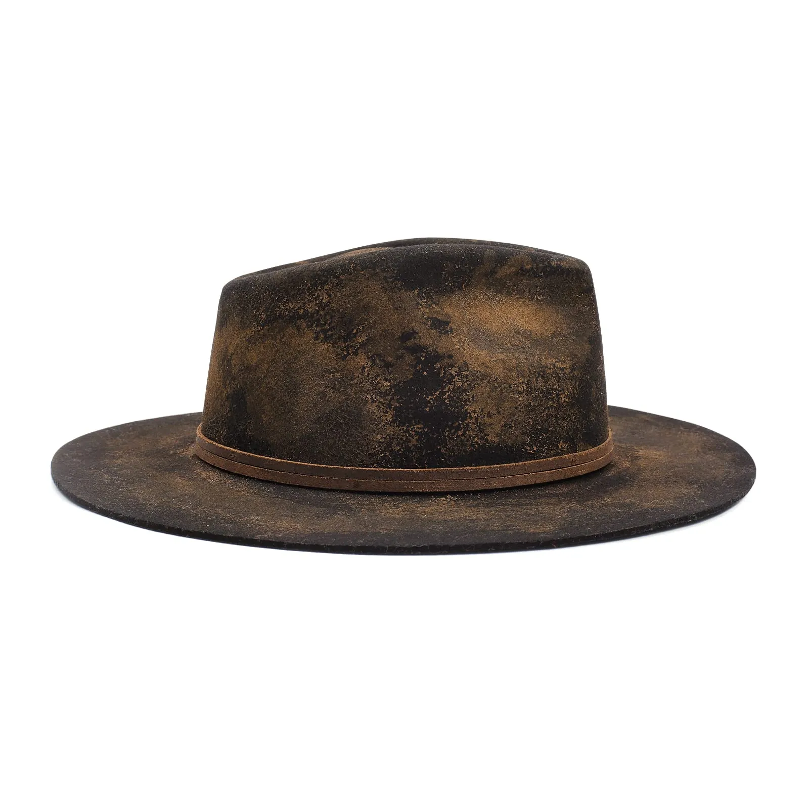 Eclipse - Vintage Burned Distressed Stiff Wool Fedora Hat