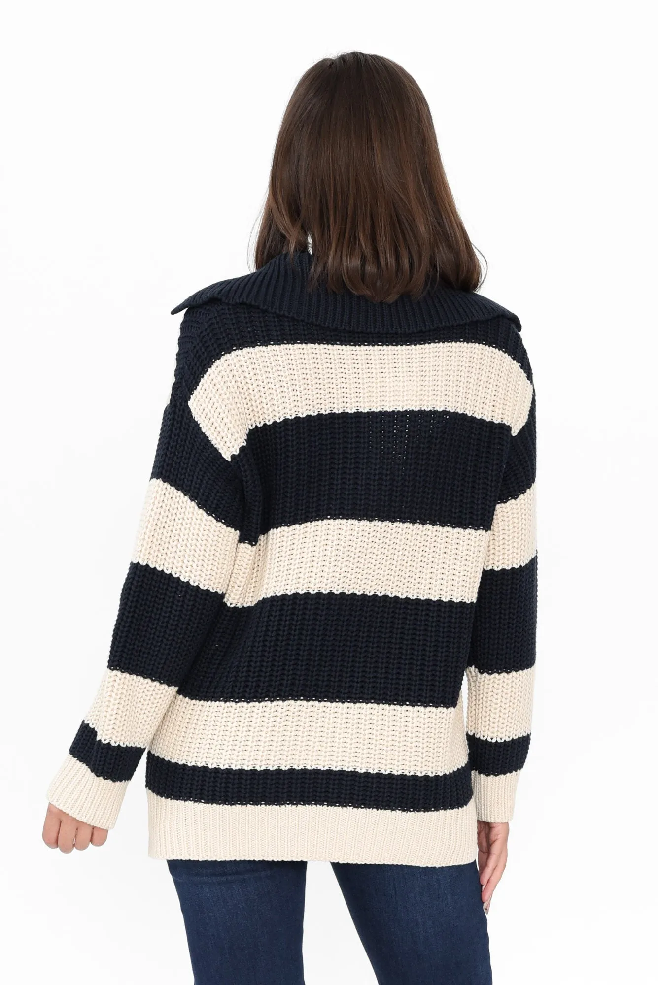 Estella Navy Stripe Cotton Knit