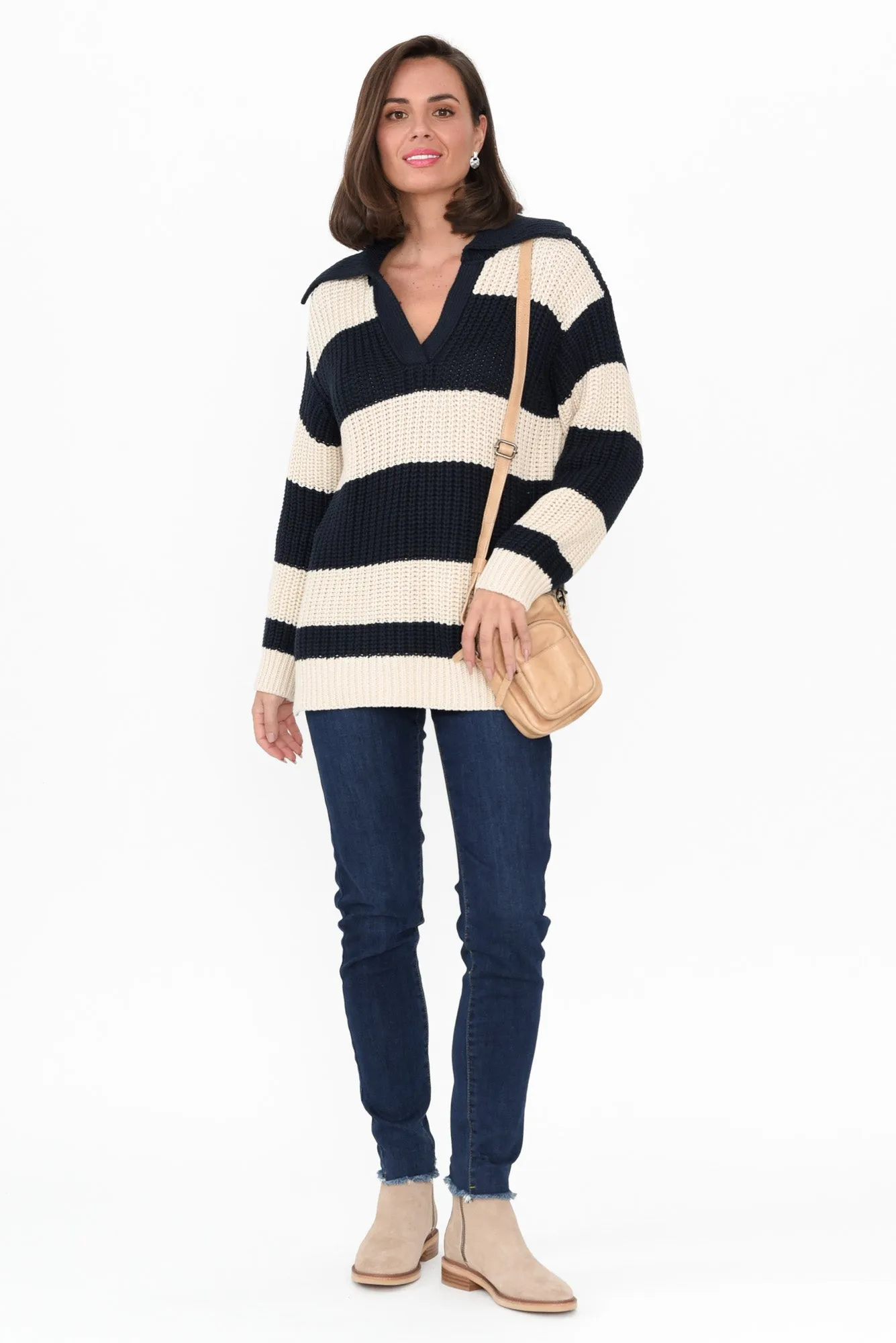 Estella Navy Stripe Cotton Knit