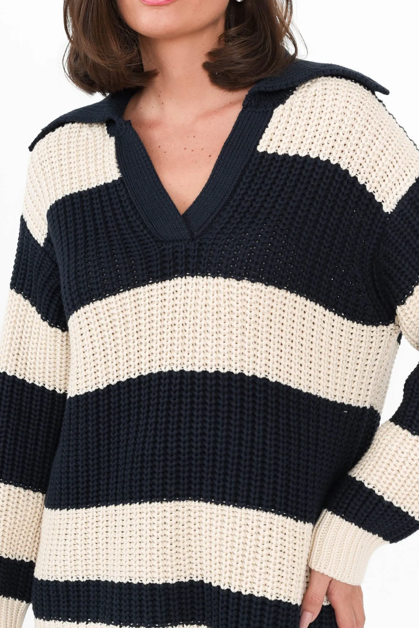 Estella Navy Stripe Cotton Knit