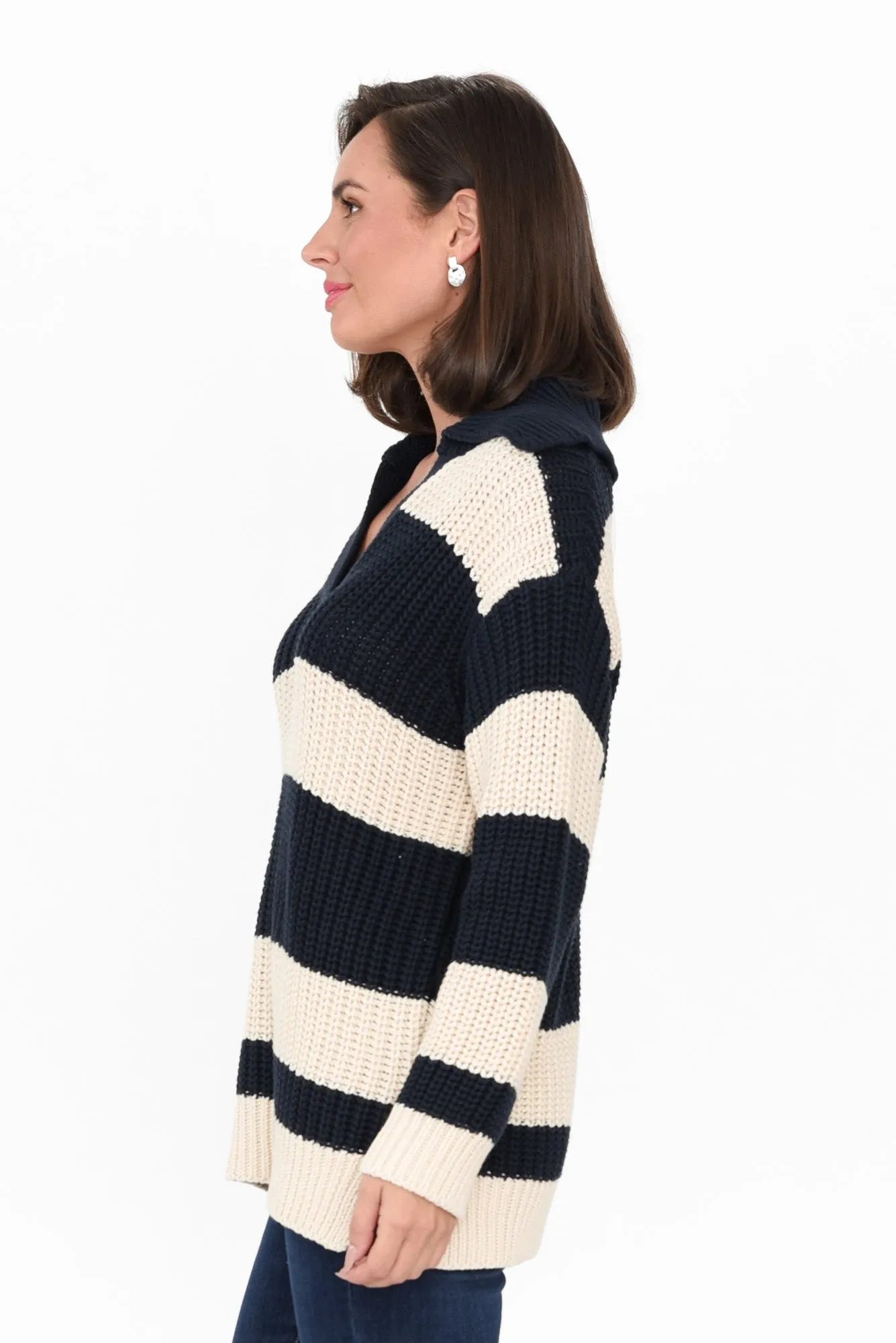 Estella Navy Stripe Cotton Knit