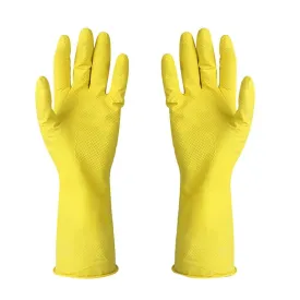 Flock Line Reusable Rubber Hand Gloves (Pair) - Yellow