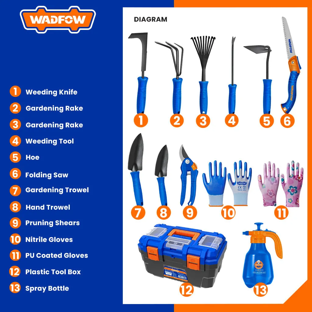 Hand Garden Plastic Tool Set With 16 Inch 13pcs.