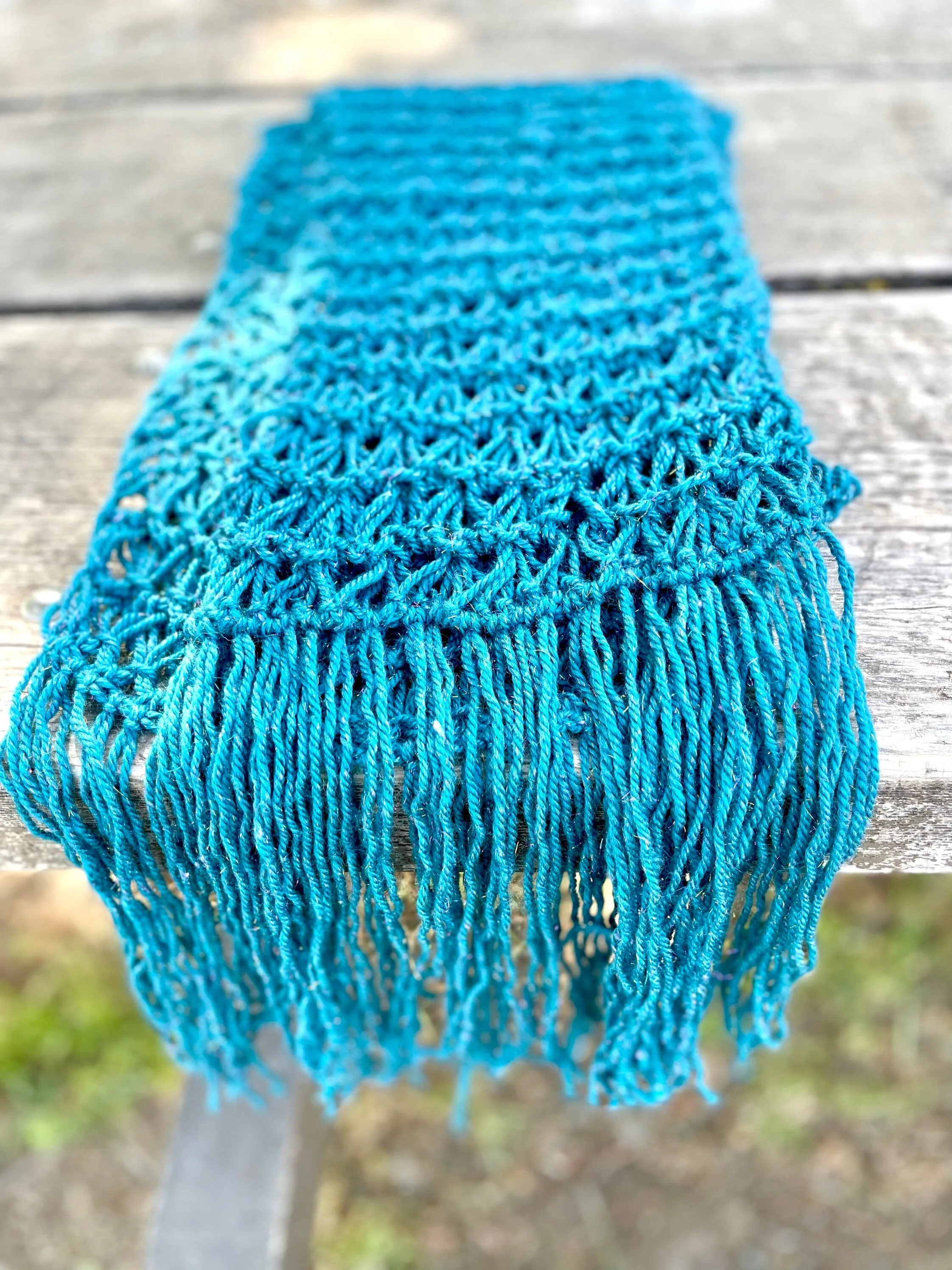 Hand Knitted Lace Scarf with Long Fringes, Handmade Scarf  for Women, Gift for Sister, Long Comfy Wrap, Super Soft  openwork knit scarf