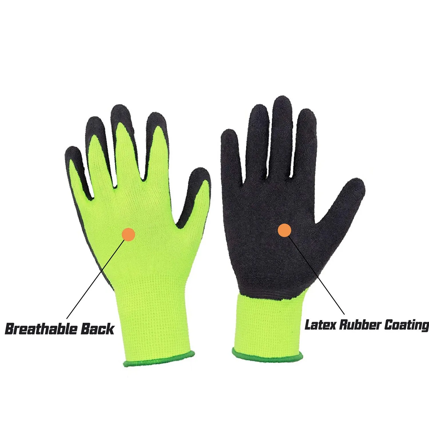 Handlandy Garden Gloves for Kids Rubber Coated Palm 50978 (4/8/12 Pairs)