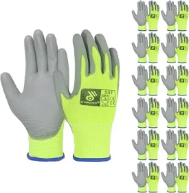 HANDLANDY PU Coated Safety Work Gloves, 6/12 Pairs Work Gloves 11172