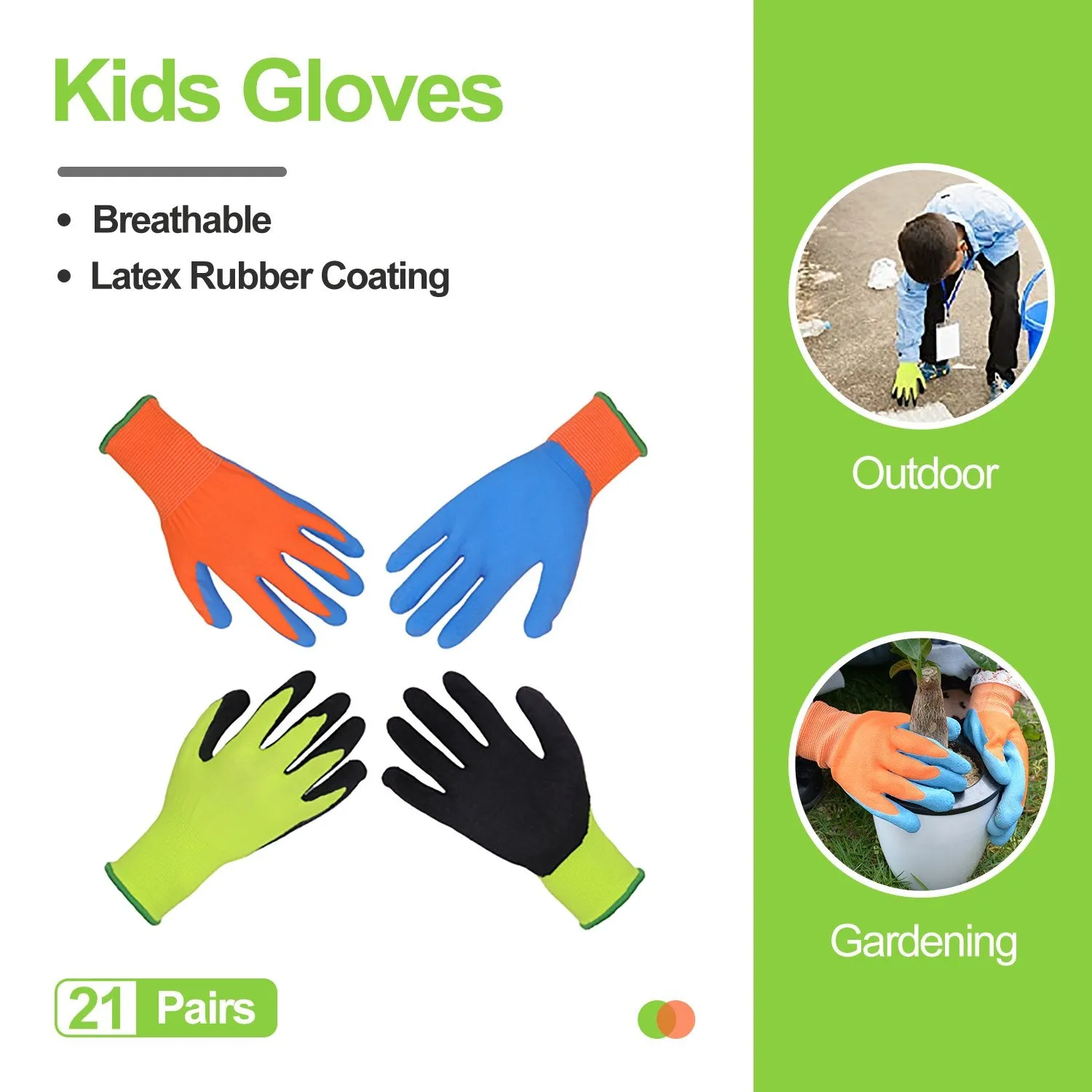 Handlandy Wholesale Kid Gardening Gloves Foam Rubber Coated Latex 509798 (120 Pairs)