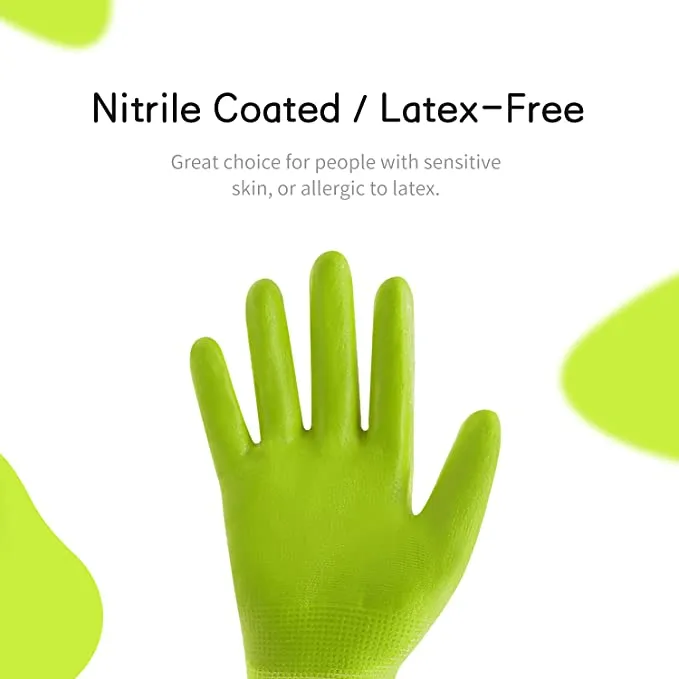 HANDLANDY Wholesale Kids Gardening Gloves Latex Free Nitrile Coated 51404142 (120 Pairs)