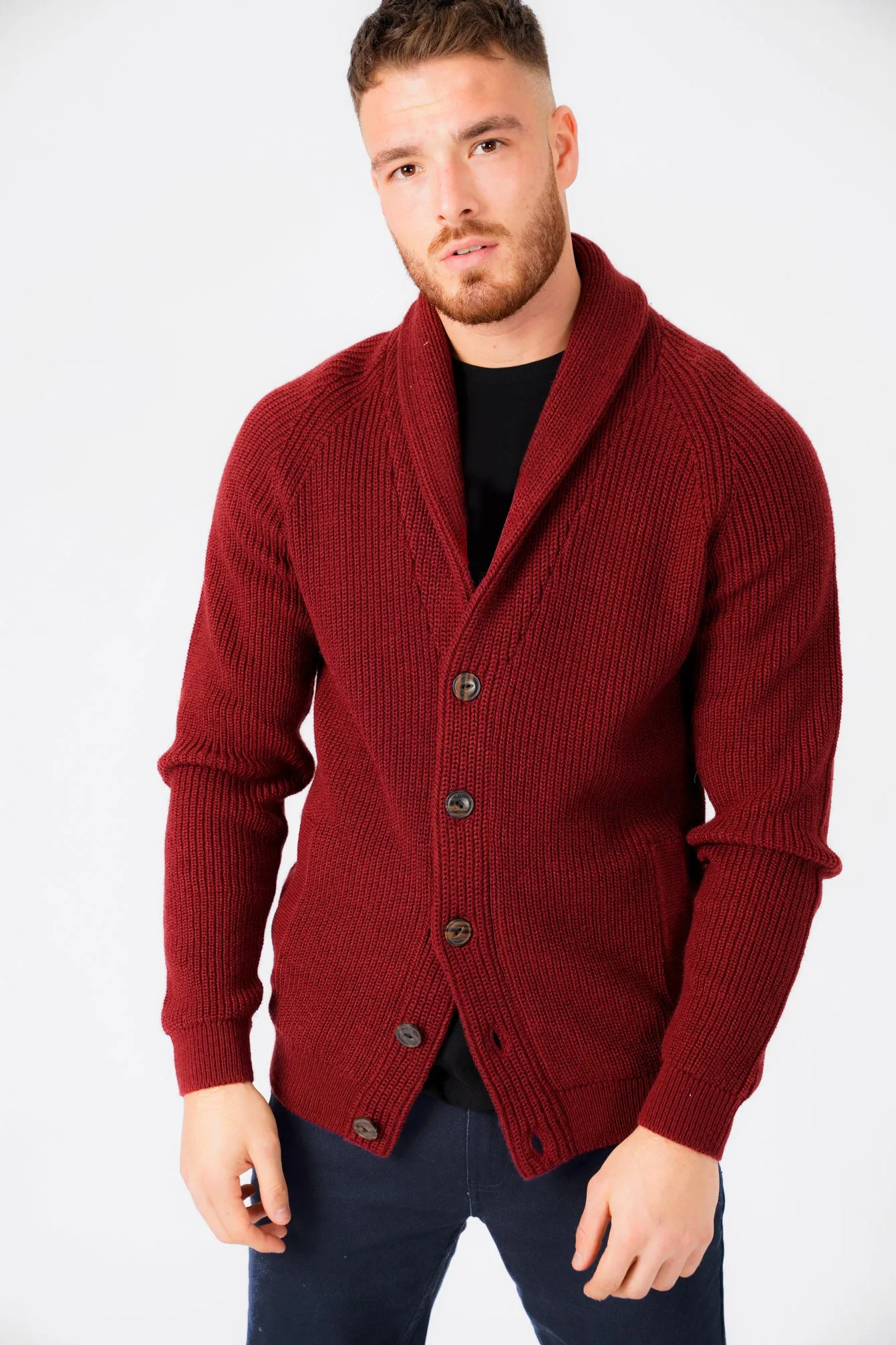 Hatton Wool Blend Shawl Neck Cardigan In Oxblood - Tokyo Laundry