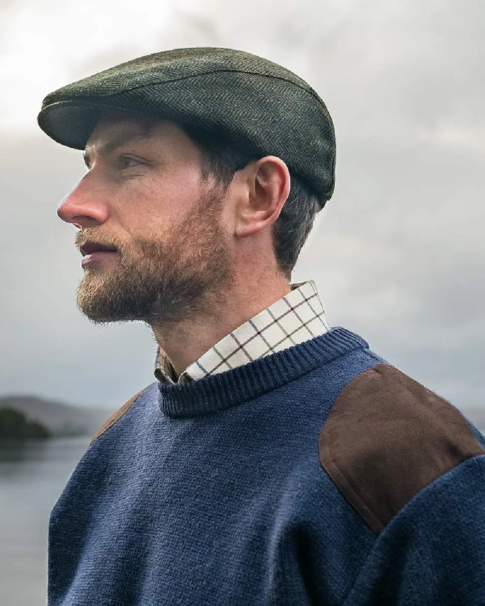 Hoggs of Fife Herringbone Waterproof Tweed Flat Cap