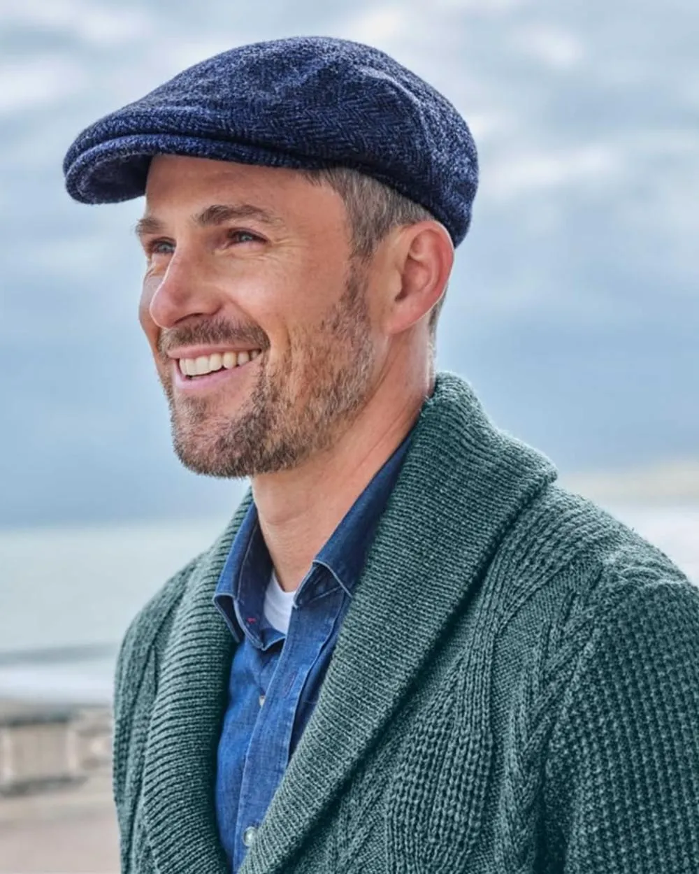 Hoggs of Fife Herringbone Waterproof Tweed Flat Cap