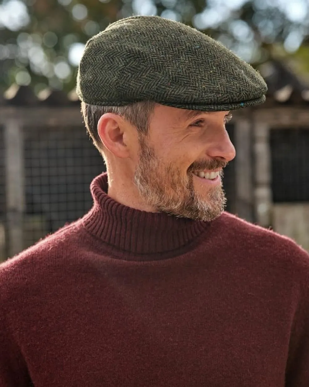 Hoggs of Fife Herringbone Waterproof Tweed Flat Cap