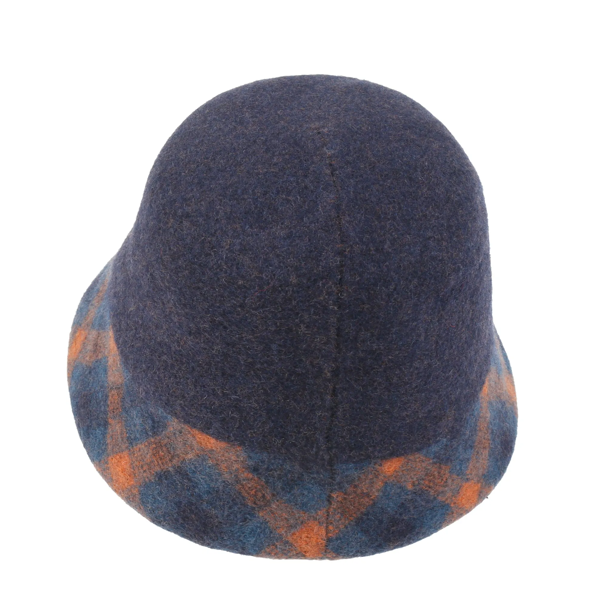 ililily Plaid Pattern Brim Knitted Wool Fedora Colorful Winter Bucket Hat