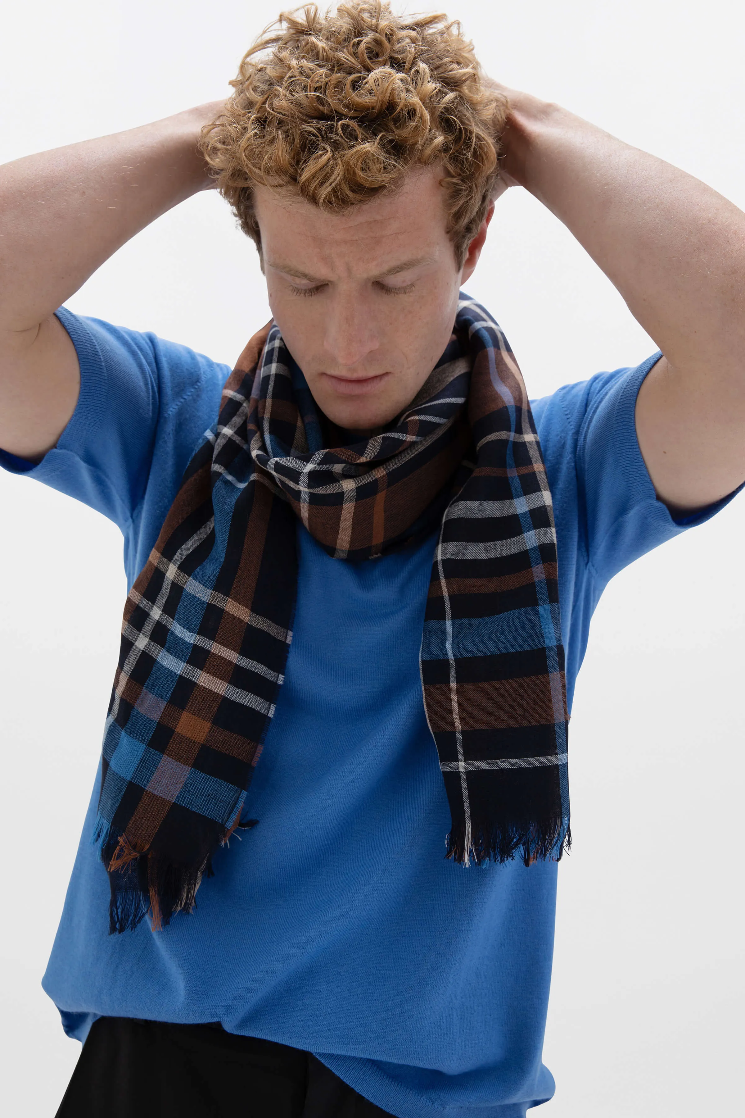 Irregular Check Lightweight Merino Scarf