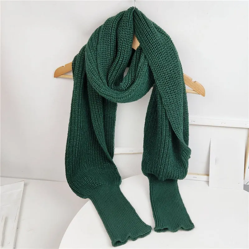 Knit Long Sleeve Winter Shawl Scarf for Fashionable Women